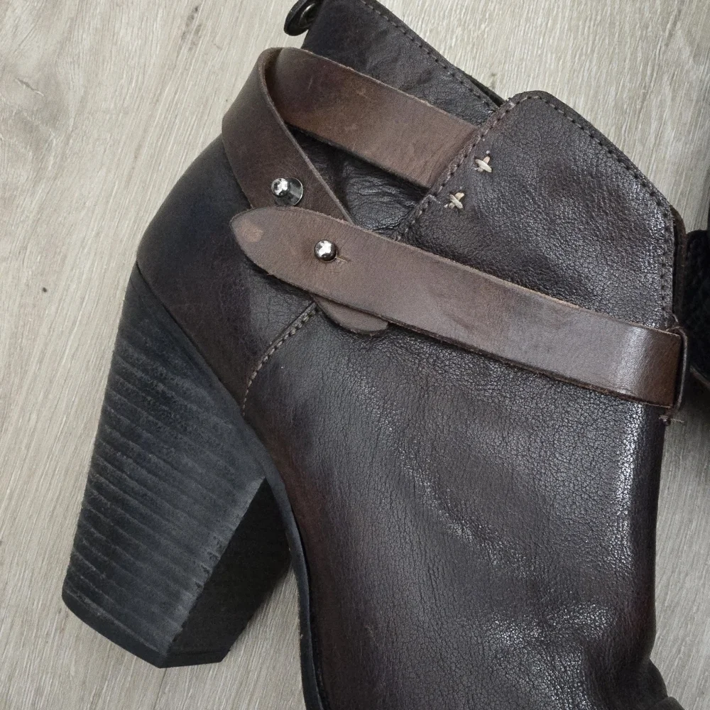 Rag & Bone Harrow Dark Brown Leather Ankle Boots Size 40 EU 9 US